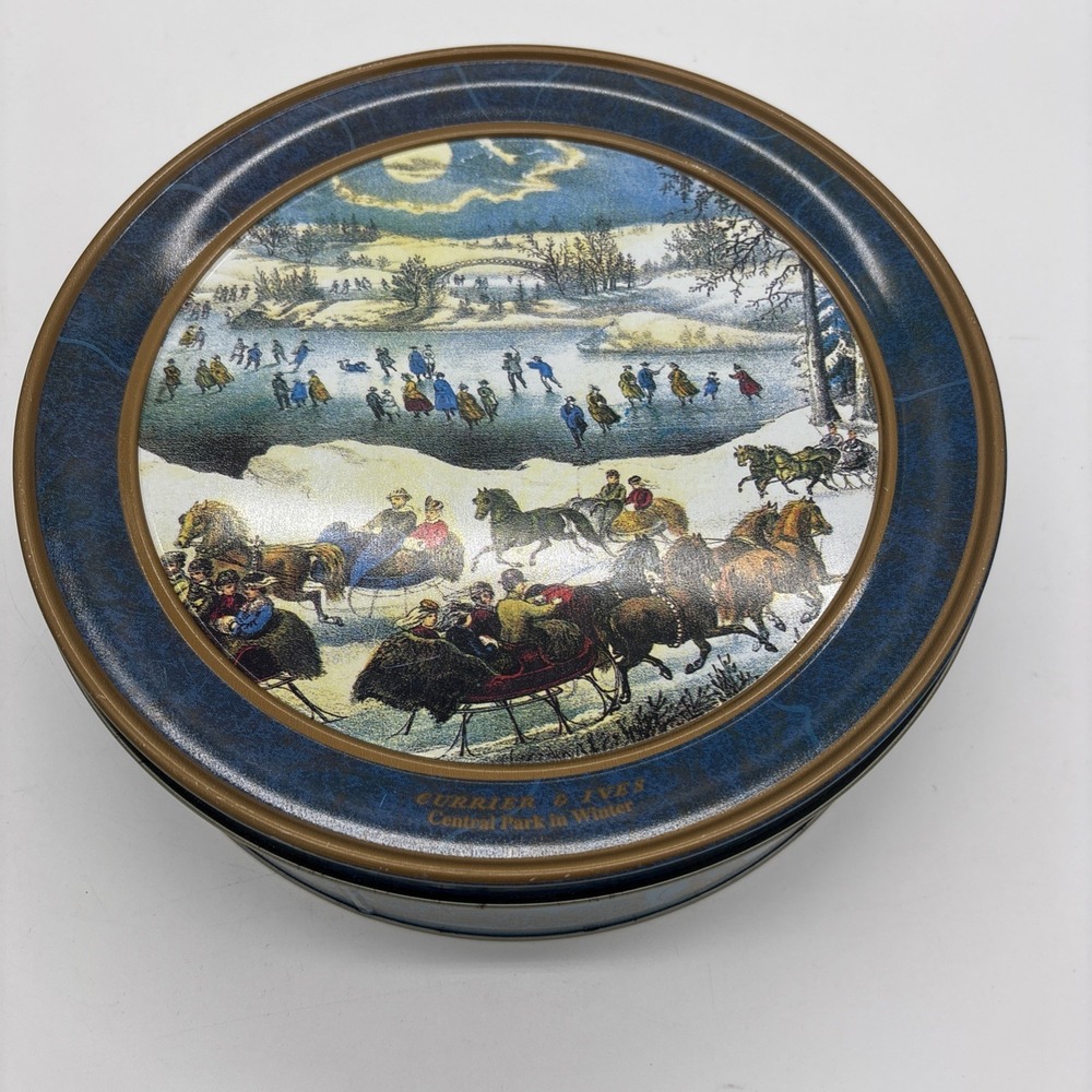 Currier & Ives "Central Park In Winter" Danish Cookie Collector Tin